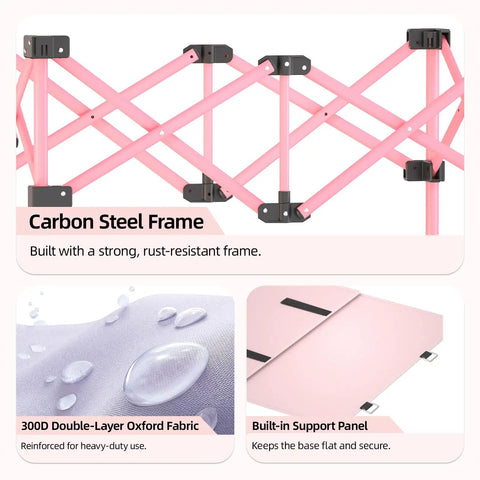 Lightweight Collapsible Wagon Cart's pink steel frame and oxford fabric