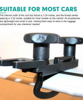 Roof Box U-Bolt Clamp Set For Roof Rack attached to bar, showcasing metal construction and lock nuts, universal brackets.