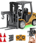 Mini Forklift Remote Control 1:64 Scale Desktop Radio Controlled Toy With App Connectivity, showcasing lifting hook and driven controls.