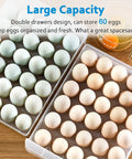 Fridge Egg Storage Organizer With 60 Grid Slots Space Saving Egg Holder For Refrigerator Keeps Eggs Safe And Fresh With Conical Groove Design