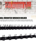 20 Slot Wall Mount Wrench Rack Organizer With Numbered Slots For 6mm To 32mm Wrenches displayed on workshop wall