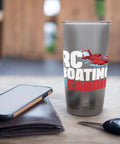 Boating Is My Cardio Insulated Stainless Steel Tumbler on table with phone and keys, leak-proof lid visible