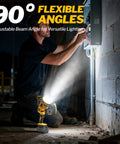 Beast Bright Cordless LED Work Light 1500 Lumens used by electrician for wiring with 90° pivoting head in dark workshop