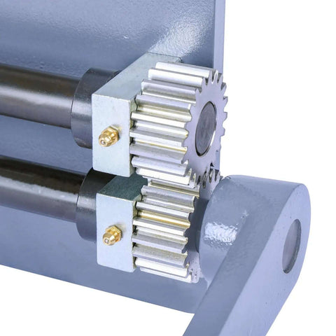 Close-up of Deep Throat Sheet Metal Bead Roller with 18 Inch Throat and 6 Die Set for 18 Gauge Capacity Rotary Forming Manual Machine