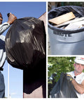 Heavy Duty 56 Gallon Black Trash Bags 100 Count being used for waste disposal and bin lining in various settings.