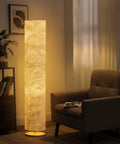 52 Inch Soft Light Floor Lamp With Slim Modern Design Cozy Warm 3000K LED Glow Tyvek Fabric Shade in living room
