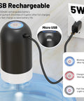 Portable USB Powered Water Pump For 3 To 5 Gallon Jugs, Electric Drinking Water Dispenser connected with micro USB cable to outlet