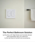 Smart Humidity Sensor Switch For Bathroom Exhaust Fans With Auto Moisture Control, 3 Amp Single Pole Fan Controller, white on wall