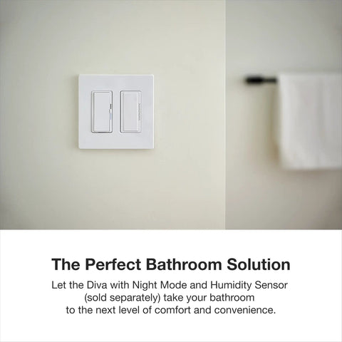 Smart Humidity Sensor Switch For Bathroom Exhaust Fans With Auto Moisture Control, 3 Amp Single Pole Fan Controller, white on wall