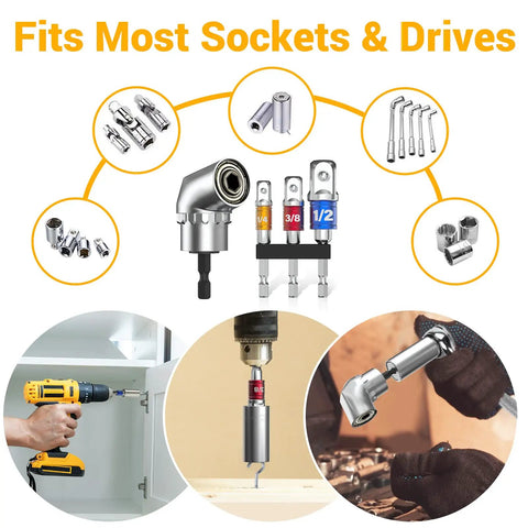 Socket Adapter Set For Impact Drills And Power Tools, Quick Fit One Quarter Inch, Three Eighths Inch, One Half Inch Hex Nut Driver Bits