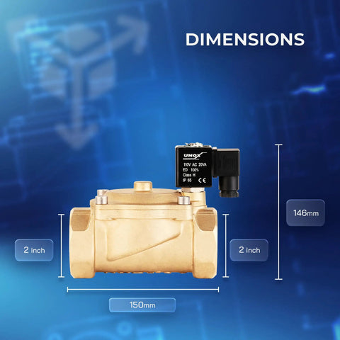 Beefy Heavy Duty 2 Inch NPT Solenoid Valve 110V AC Brass Normally Closed Water And Air Control Valve dimensions front view