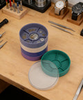 Colorful 5 Layer Watch Parts Storage Box Organizer For Movement Screws And Components, Round Plastic Watch Repair Tray Holder