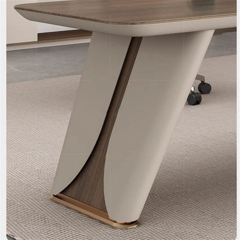 Close-up of Ultimate Sit Stand Desk Boss Level Workstation leg with smooth finish and solid structure.