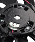 Close-up of Solid Engine Radiator Cooling Fan Assembly With Integrated Shroud And Smooth Brushless Motor Direct Swap Replacement fits 2012-2018 Ford Focus.