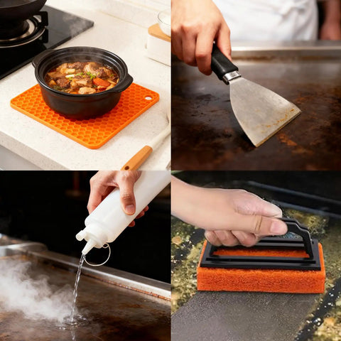 Griddle Accessories Kit For Blackstone Griddles, 28 Piece Hibachi Tools Set with spatula, trivet mat, scraper, basting tools