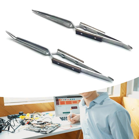 Premium Auto Closing Crosses Soldering Tweezer Clip With Insulated Welding Clamp For Jewelry Crafting Featuring Straight Elbow Tip Design