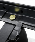 Close-up of Tough As Nails Steel Bed Frame Extension Bracket Set showcasing heavy duty steel with a bolt, ideal for linking headboards.