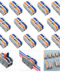 14 Pcs Mini Lever Nut Wire Connectors Set SPL 2M multicolor quick terminal blocks, gray plastic, for DIY wiring