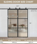 Two In One Double Barn Door Set 60 Inch By 84 Inch With 10 Ft Hardware Kit And Soft Close Reeded Glass Carbon Steel Frame view