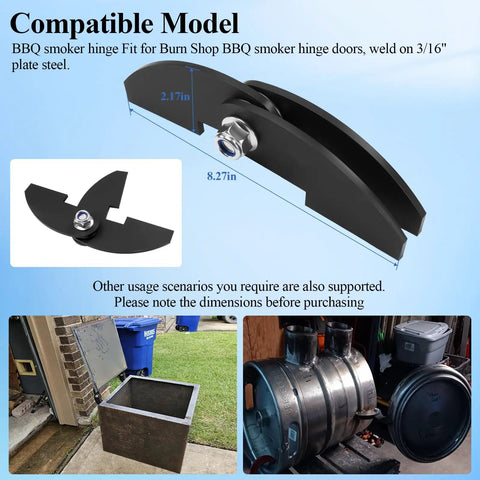 8 X 2 And A Quarter Inch Beefy Heavy Duty BBQ Smoker Hinge Kit With Bolts Nuts And Washers 6 Pack Fits Three Sixteenths Inch Plate
