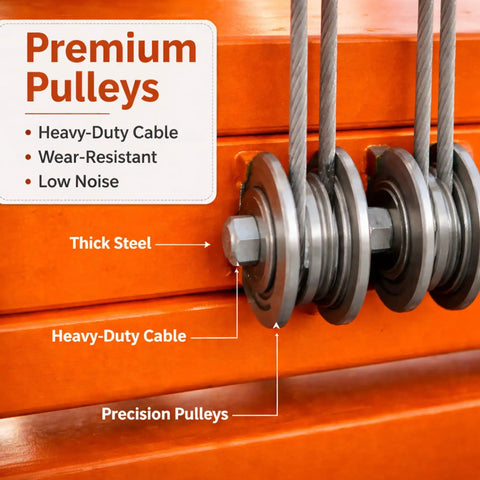 Heavy Duty Electric Scaffolding Lift Platform 1100 Lb Capacity 16.4 Ft Vertical Rise premium pulleys with heavy-duty cable and thick steel.