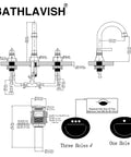Diagram of Brushed Nickel Widespread Bathroom Faucet Set 8 Inch 3 Hole With Two Handles Farmhouse Lavatory Vanity Mixer Faucet
