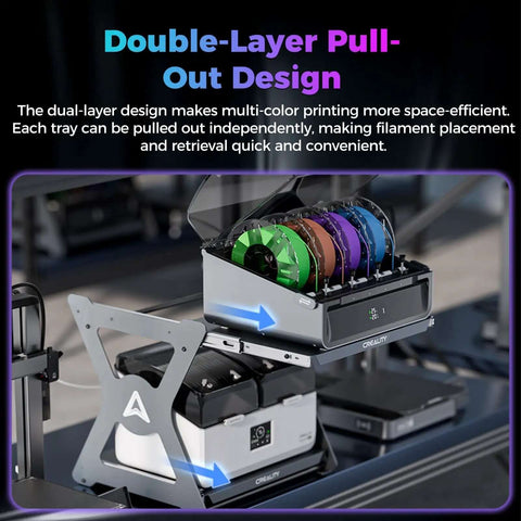 Space Saving Dual Layer 3D Printing Workstand With Pull Out Shelves, 15kg Per Layer, Metal Damping Slides, Anodized Bracket