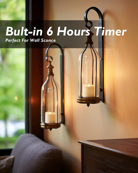 Wall sconce with flameless LED votive candles, 12 Pack Timer Flameless LED Votive Candles For Weddings With Auto On Off 6H 18H