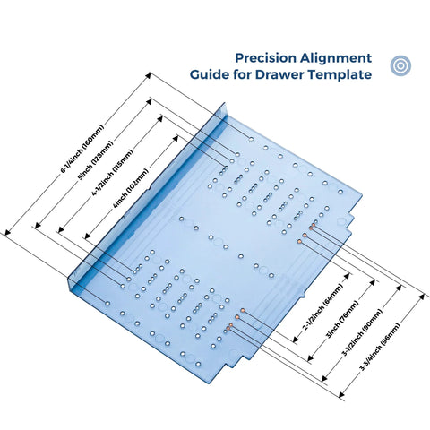 Cabinet Hardware Drill Template Kit For Knobs And Pulls, Precision Jig With Multi Center Holes From 2.5 Inch To 6.25 Inch.