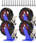 Heavy Duty 4 Pack Caster Wheels With Brakes 360 Degree Swivel No Noise Steel Plate Rubber Wheels 10 Inch 4400 Lbs