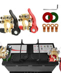 Four Way Battery Terminal Connectors For SAE JIS Type A Posts Quick Release Top Post Clamps For Positive And Negative Poles Copper Tinned Conductors With Anti Corrosion Shield High Conductivity Car Battery Clip Set