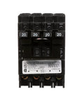 Q22020CT2 Two 20 Amp Double Pole Circuit Breaker For Space Saving Plug In Quadplex One Half Inch Frame UL Listed DIY Friendly Panel Upgrades And Home Wiring, black 20A quadplex breaker