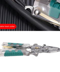 Kickass 12 In 1 Wire Stripper And Crimper Pocket Multitool Pliers with cable hook cutter feature on black surface.