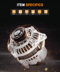 90 Amp 12V Drop In Alternator For 2003-2004 Hyundai Elantra 2.0L, 2003-2004 Hyundai Tiburon 2.0L, 2004-2006 Kia Spectra 2.0L, And 2005-2006 Kia Sportage 2.0L Replace OE 13973 With Easy Install, Durable Power, And Smooth Electrical Output, showing alternator with 4-groove pulley