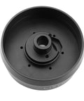 Power Heavy Slick Short Steering Hub Quick Release Adapter Aluminum top view showing dual spring mechanism and alignment features.