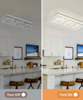 Crystal Flush Mount Ceiling Light Long Rectangular Kitchen Fixture In Brushed Nickel Dimmable 18 Inch LED Ceiling Light