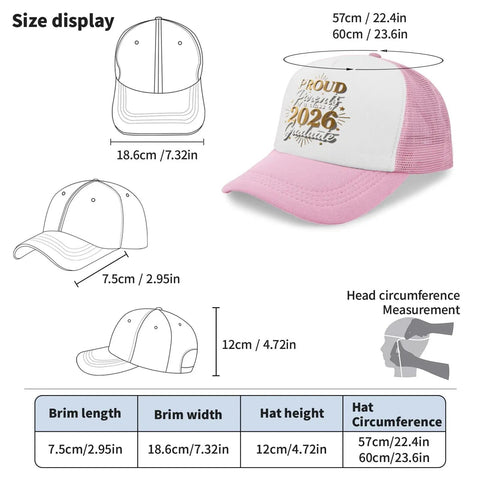 Proud Parent Of A 2026 Grad Womens Lightweight Pink Cap With Adjustable Buckle One Size Fits Most with size measurements