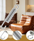 Rock Solid Heavy Duty Stainless Steel Recliner Springs For Long Neck Chairs 4 Pack shown in modern living room with cushions.