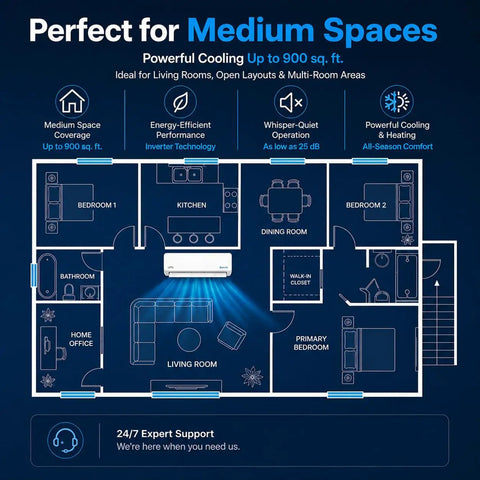Slick 18000 BTU Mini Split Air Conditioner And Heat Pump With Alexa Smart App Integration 4 In 1 All Season Heating And Cooling System For Living Areas