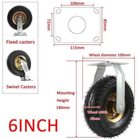 Heavy Duty Swivel Casters With Thick Rubber Pneumatic Wheels 4 Pack Silent Rolling Tool Cart Tires For Heavy Load Industrial Trolleys Built Tough To Handle Any Job And Rolls Like Butter Daily