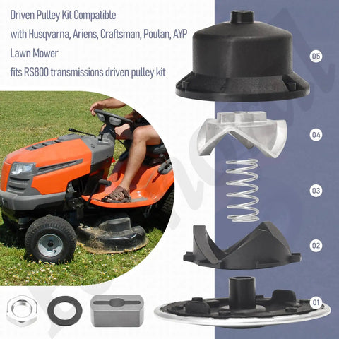General Transmission RS800 All In One Pro Grade Driven Pulley Kit And Universal Driven Tool For Husqvarna Lawn Mowers components