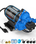 On Demand 110V AC Water Pressure Pump With 4 GPM At 50 PSI, Self Priming 3 Chamber Diaphragm Pump Featuring Pressure Switch And Strainer