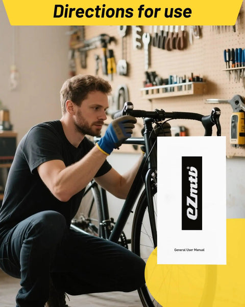 Mechanic adjusting bike with Brake Bleed Kit For Shimano TeKTro TRP Hydraulic Disc Brakes With 120 ML Mineral Oil Fluid manual.