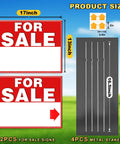 For Sale Yard Sign 17X13 Inch Double Sided Corrugated Plastic With Metal Stakes Waterproof Real Estate By Owner Car Garage Business 2 Pack Durable Outdoor Signage For Real Estate Listings Open House Car Garage Advertising with product size details and arrow sticker.
