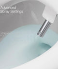 Close-up of the self-cleansing wand from the Heated Bidet Toilet Seat With Wireless Remote, showcasing advanced spray settings.