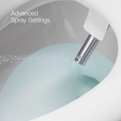 Close-up of the self-cleansing wand from the Heated Bidet Toilet Seat With Wireless Remote, showcasing advanced spray settings.