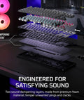 Heavy Hitter Tenkeyless Mechanical Gaming Keyboard Featuring Factory Lubed Hall Effect Switches And Instant Rapid Trigger For Butter Smooth Gameplay, showing dampening layers for optimal sound.