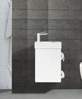 Compact 16 Inch Bathroom Vanity With Sink For Small Spaces Wall Mounted Narrow Depth Cabinet Set Modern Tiny Bath Vanity