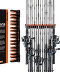 Heavy Duty Vertical Fishing Rod Holder Wall Mounted Rack Hooks Up 15 Large Rods Or Rod And Reel Combos In Just 18 Inches