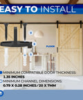 Barn Door Floor Guides And Bottom Track Mounts Heavy Duty Metal Glides Replacement Tracks Stops From Swing Universal Compatibility With Standard Wooden Sliding Doors Minimum Door Thickness 1.35 Inches Groove Size 0.79 By 0.28 Inches 2 Pack easy installation diagram with screws.